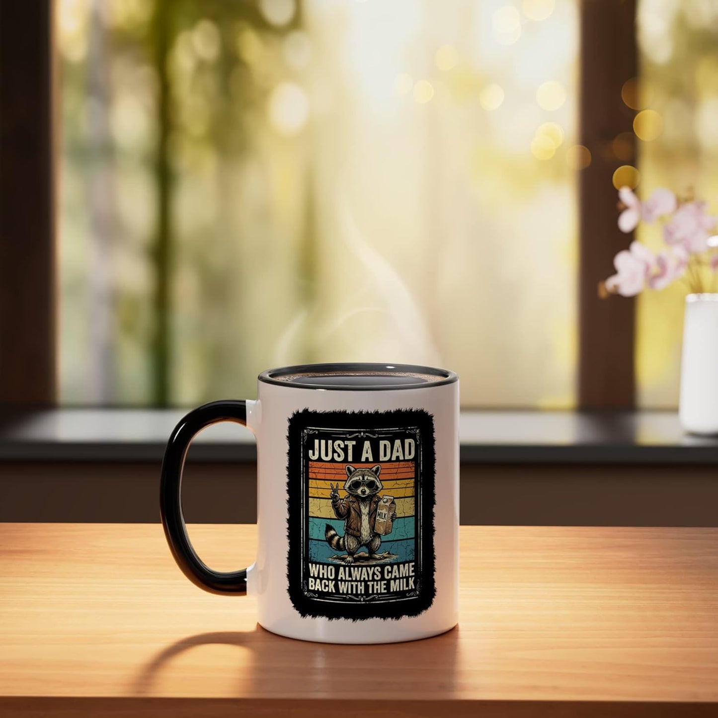 Taza de cerámica de zorro con leche divertida negra/blanca