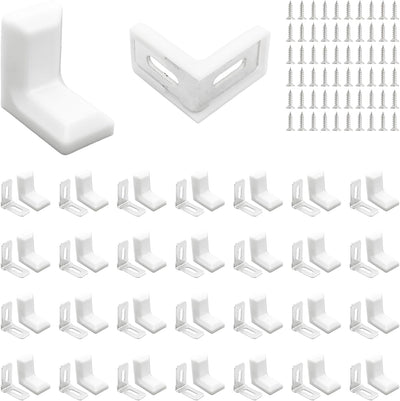 30 Soportes Esquina Metal L 90 Grados Plástico Blanco