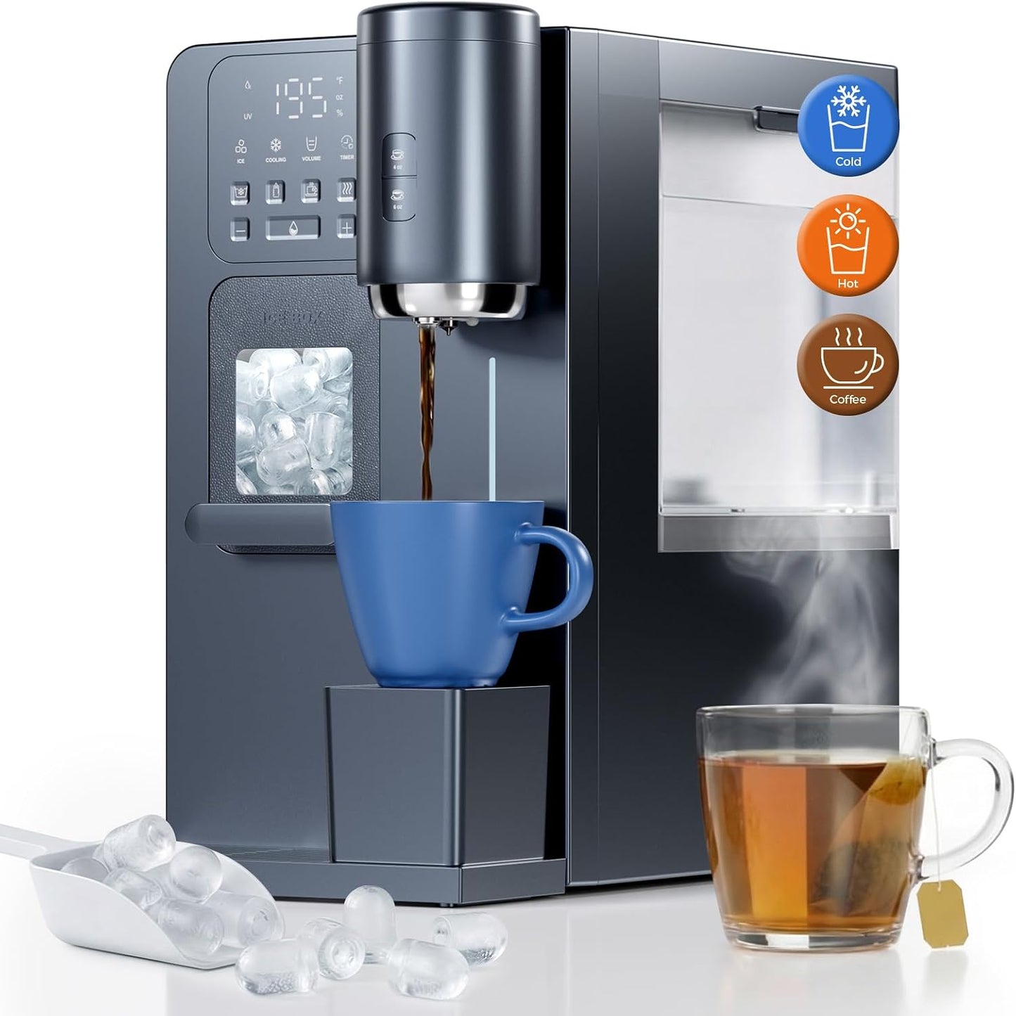 Dispensador agua 3en1 con hielo cafetera K-Cup