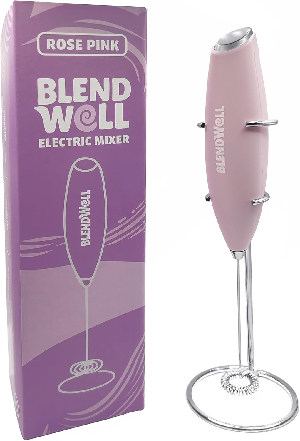 Espumador de leche eléctrico BlendWell para matcha y café con soporte