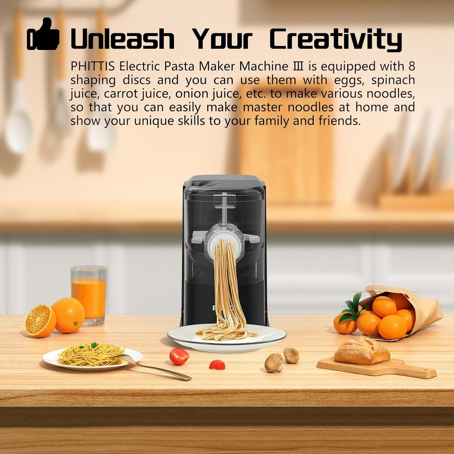 Máquina de pasta automática 8 discos fáciles de limpiar negra