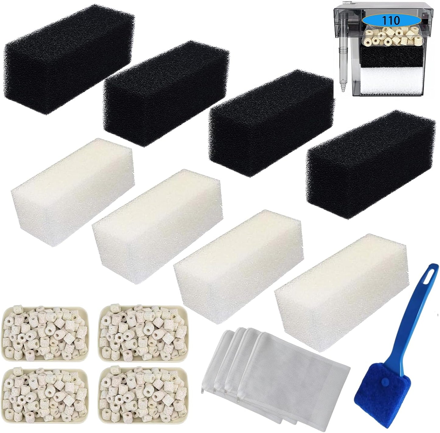 4 Kits Filtro Acuario Fluval AC110 3 Etapas 4.4lbs
