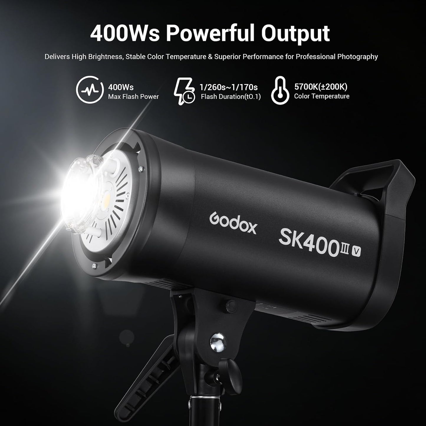 Flash estudio 400Ws inalámbrico 2.4G GN65 5700K