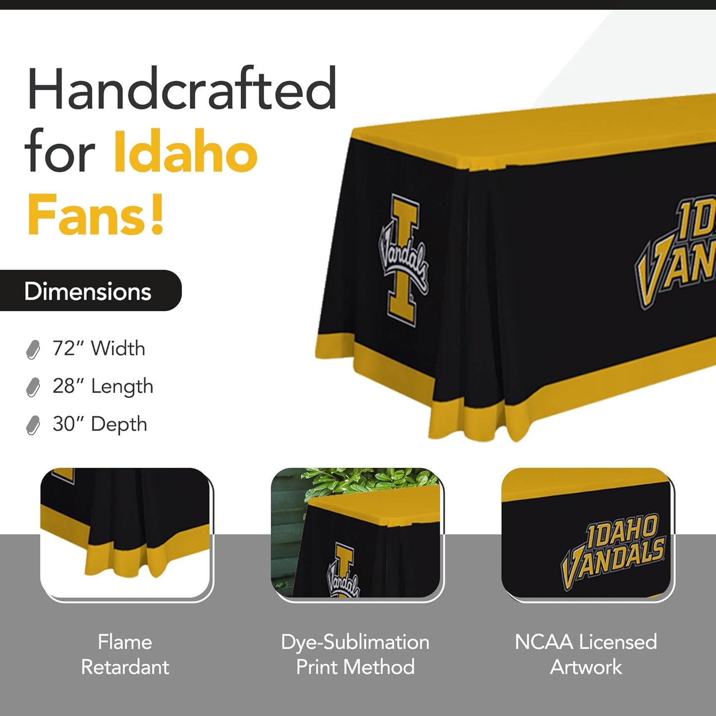 Manta Mesa Estampada NCAA Poliéster 6ft Drapeado Negro Amarillo