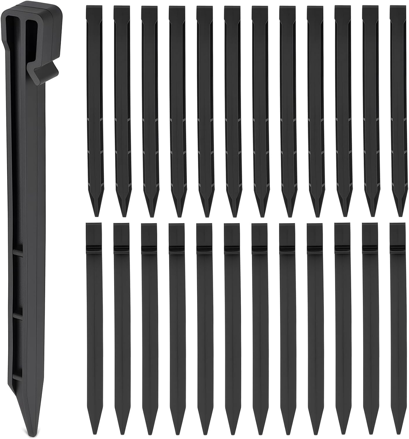 Estacas plástico resistente 10pulg jardinería 50uds negro