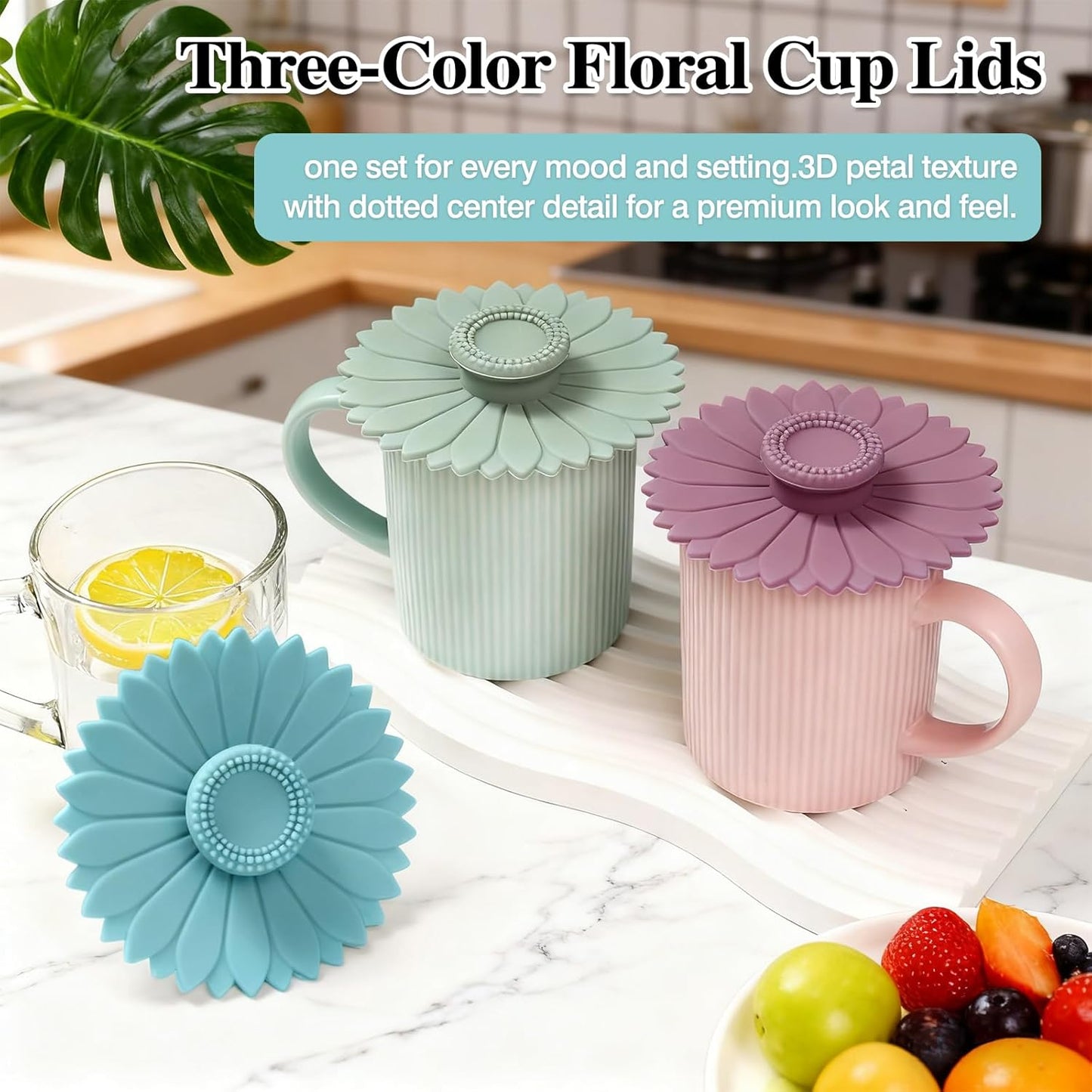3 Pzas Fundas Silicona Tazas Girasol Coloridas Flexibles