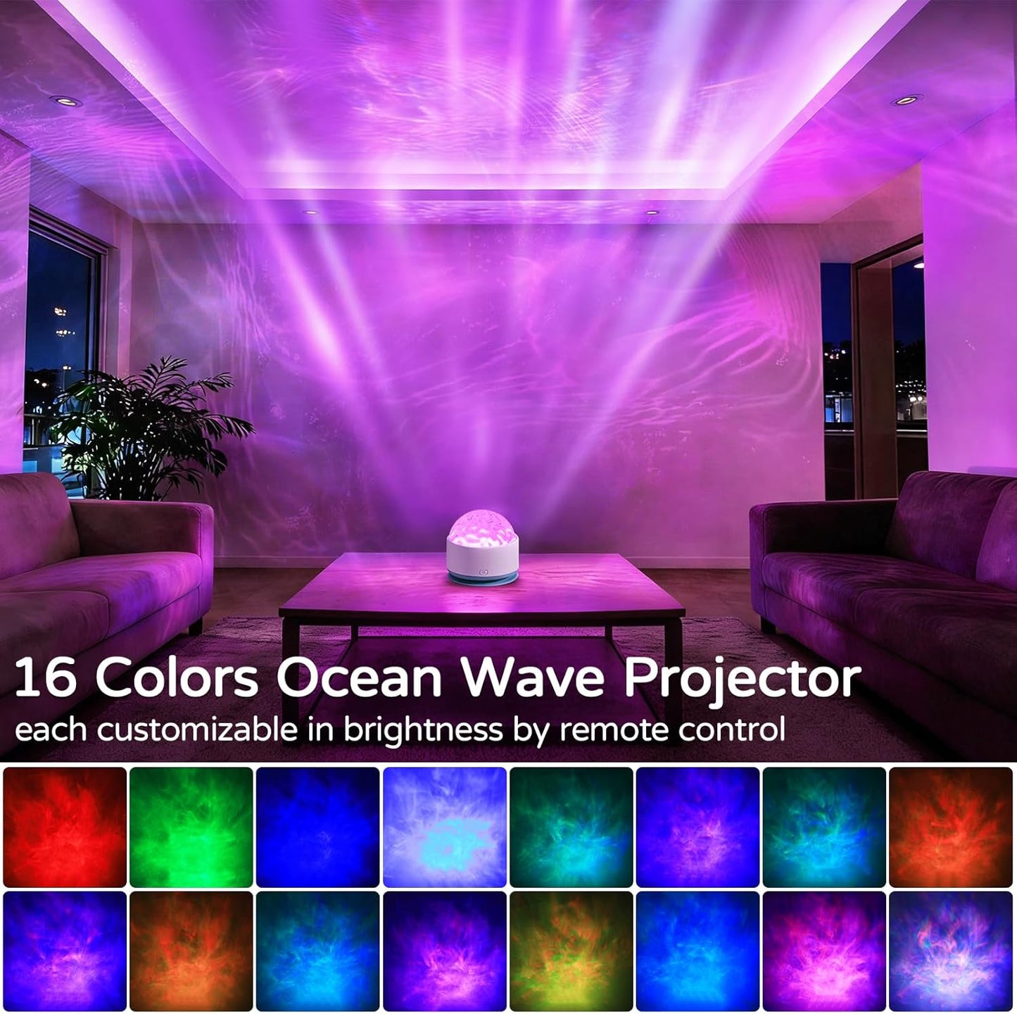 Proyector ondas oceánicas 16 colores con control remoto