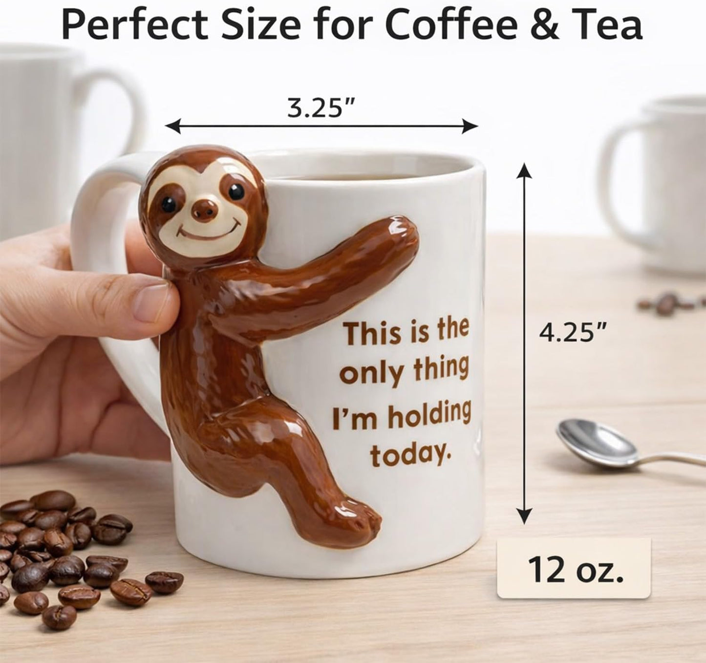 Taza de café con diseño de perezoso, regalo divertido para oficina