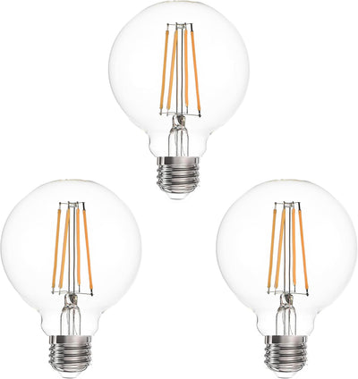 Pack 3 bombillas G25 Edison E26 8W blanco cálido vintage