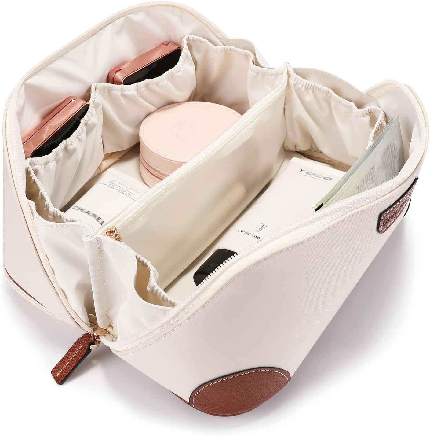 Bolsa maquillaje grande impermeable con 8 bolsillos