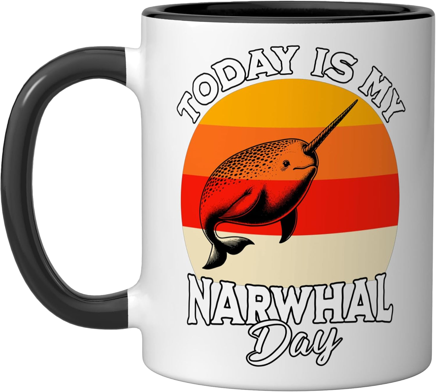 Taza cerámica narval divertida negra/blanca