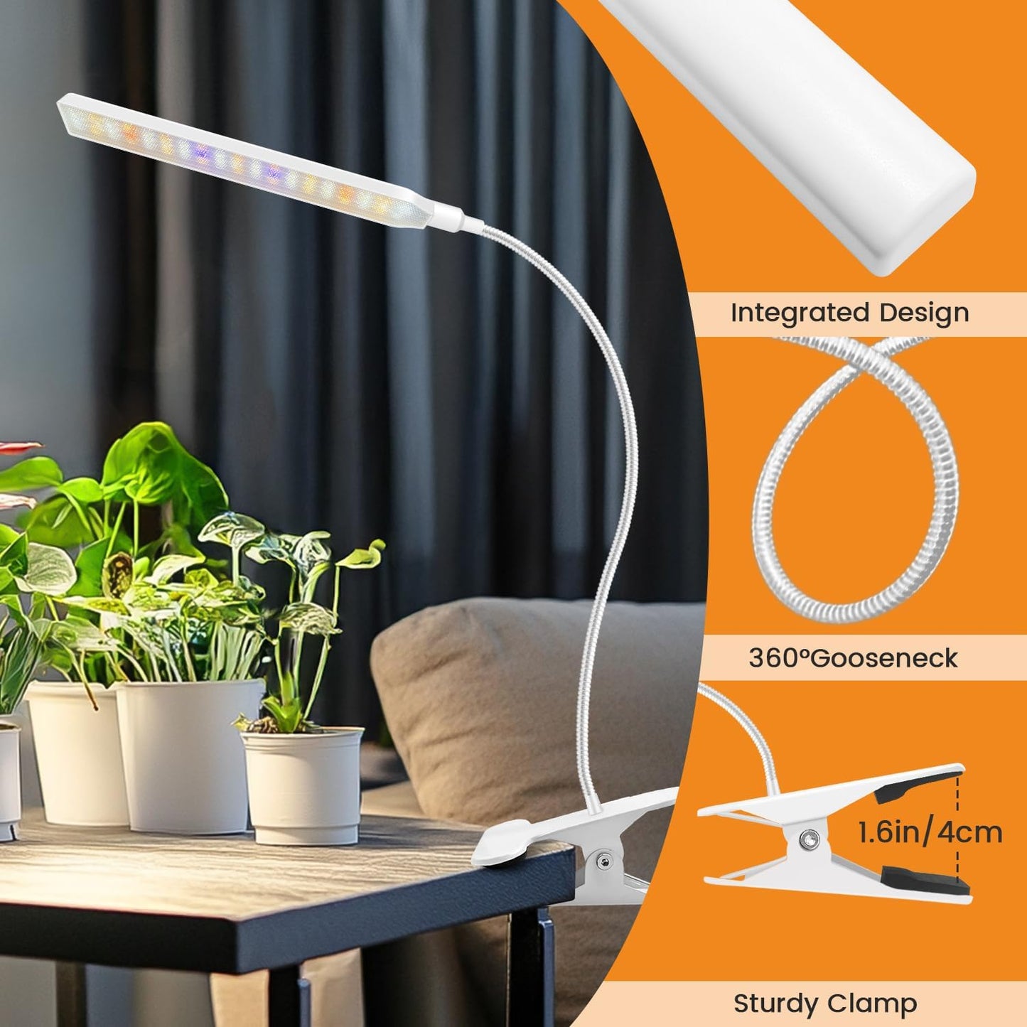 Lámpara cultivo interior 10W 57LEDs temporizador 3 modos