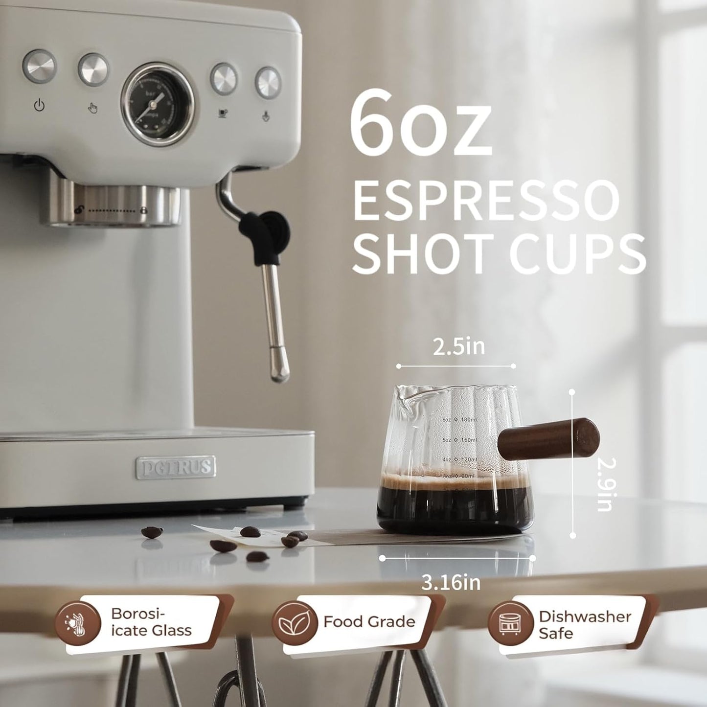Taza espresso 6oz con boquilla V y medidor