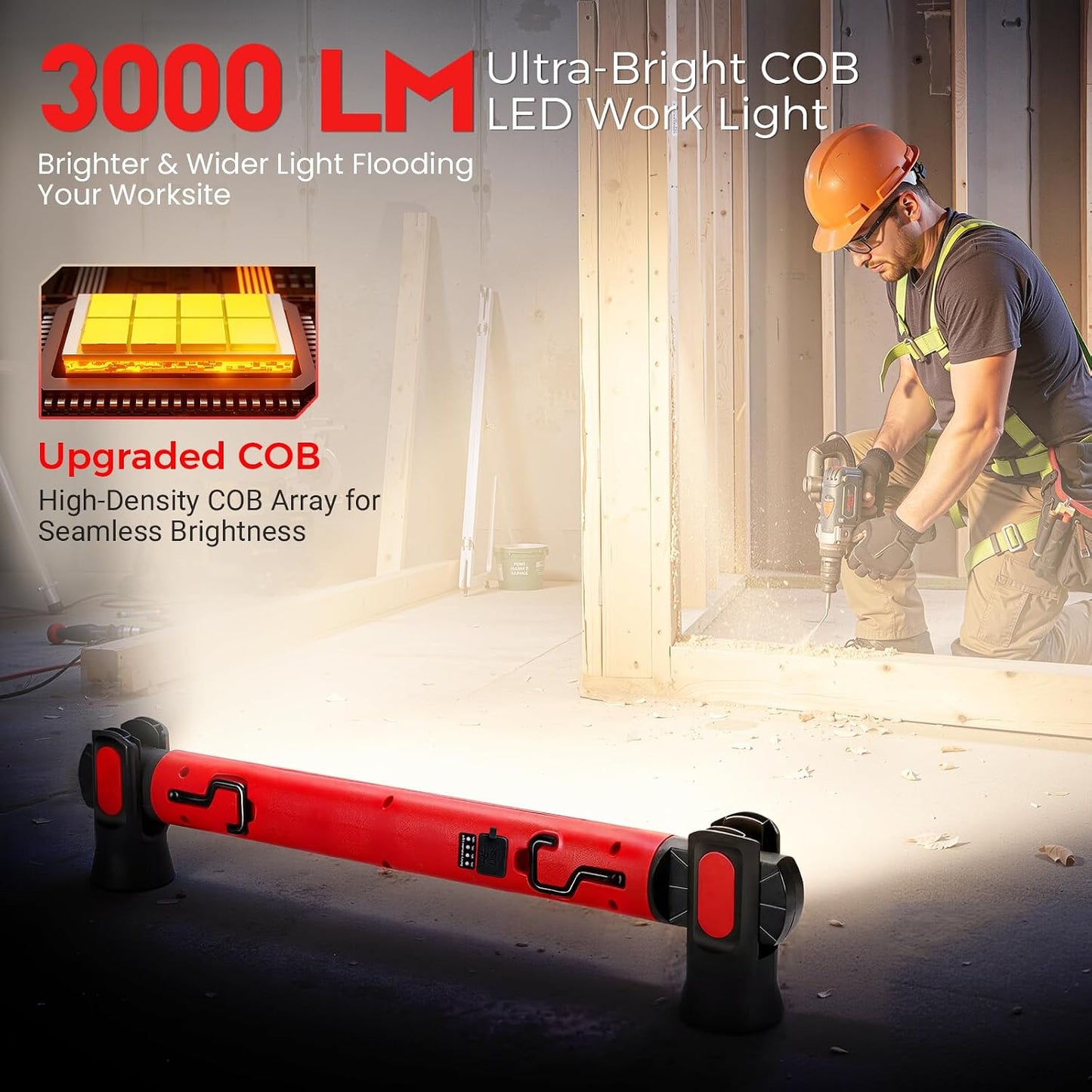 Luz trabajo magnética LED 3000 lúmenes recargable con ganchos