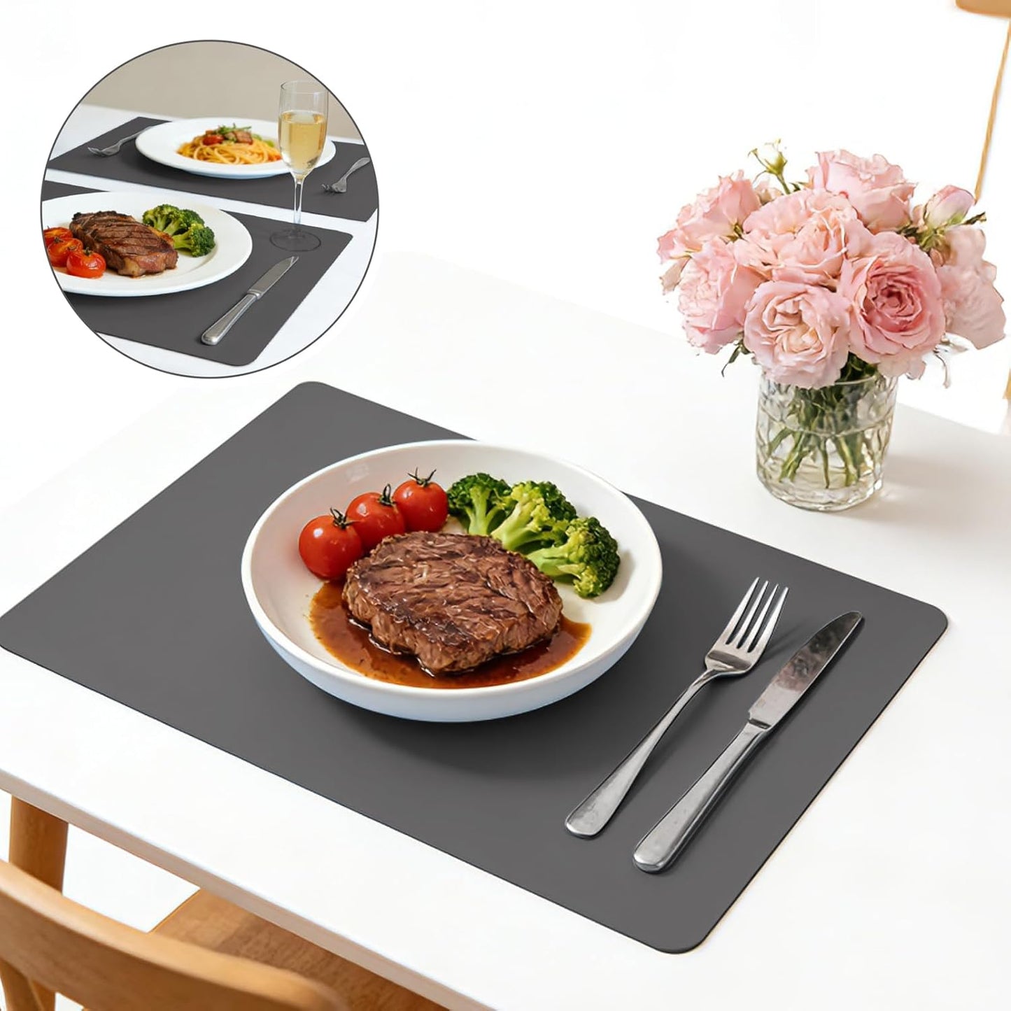 Manteles individuales de silicona para mesa de comedor resistente al calor