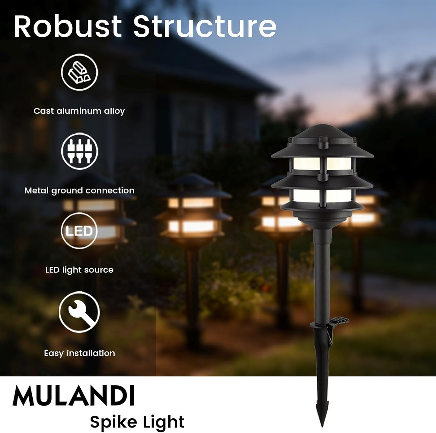 6 Luces LED Exteriores Metal IP44 3000K Blanco Cálido