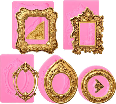 5 Moldes Silicona Marco Vintage para Cupcakes y Decoración