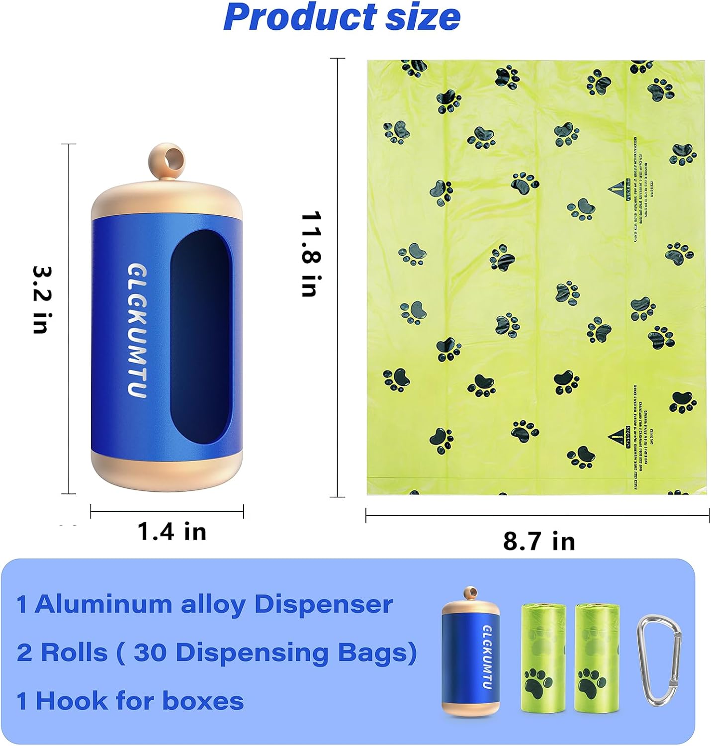 Dispensador bolsas excremento perro soporte aluminio duradero