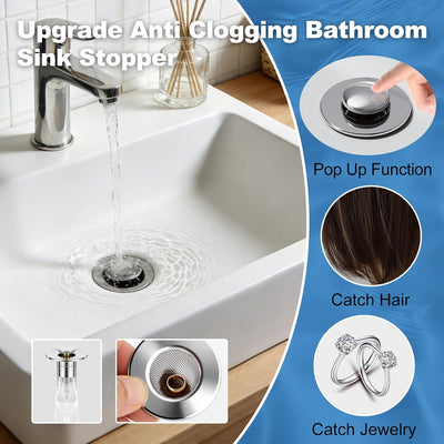 Tapón drenaje baño universal con colador y filtro acero inox