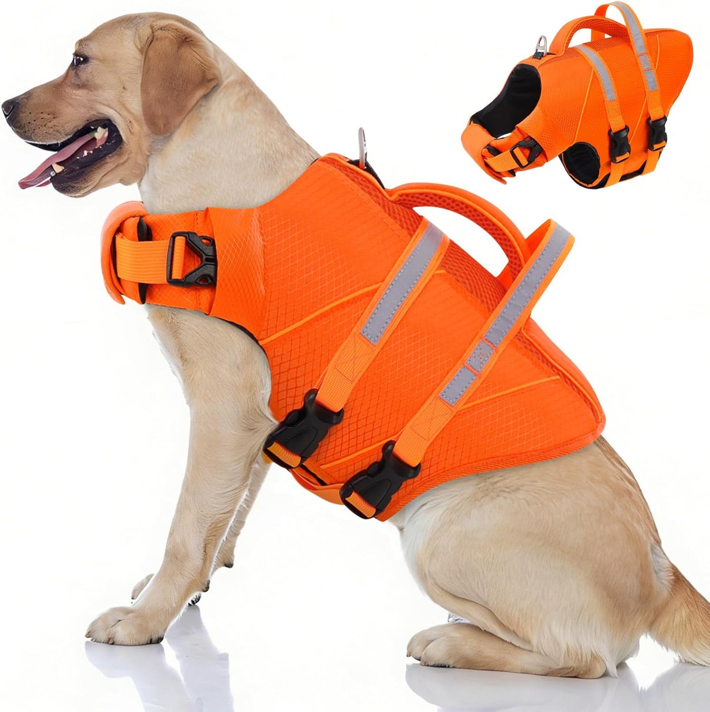 Chaleco salvavidas perro Ripstop alta flotabilidad con asa y gancho