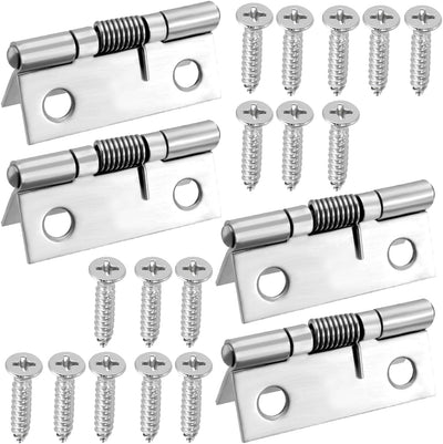 4 Bisagras Resorte Acero Inox Plateado 1.5pulg Puerta Gabinete