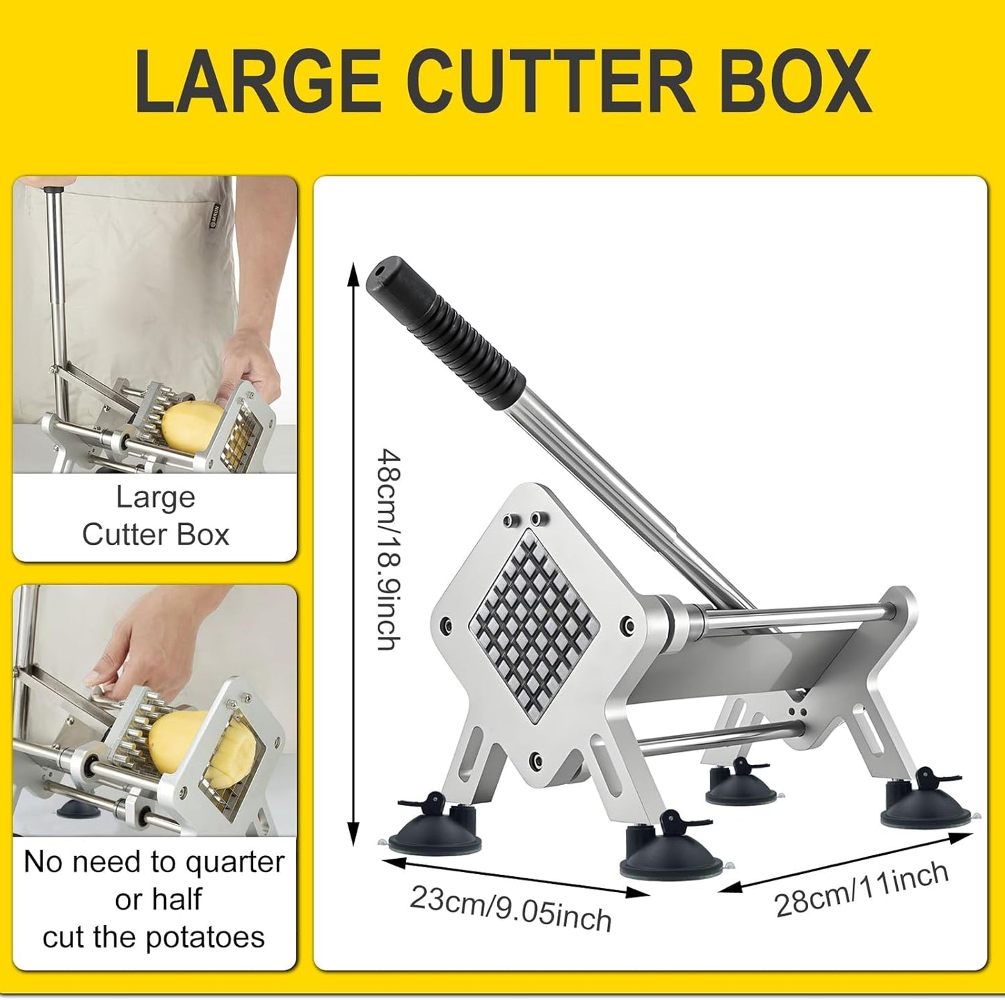 Cortador papas francesas acero inox cuchillas 1/2 y 3/8