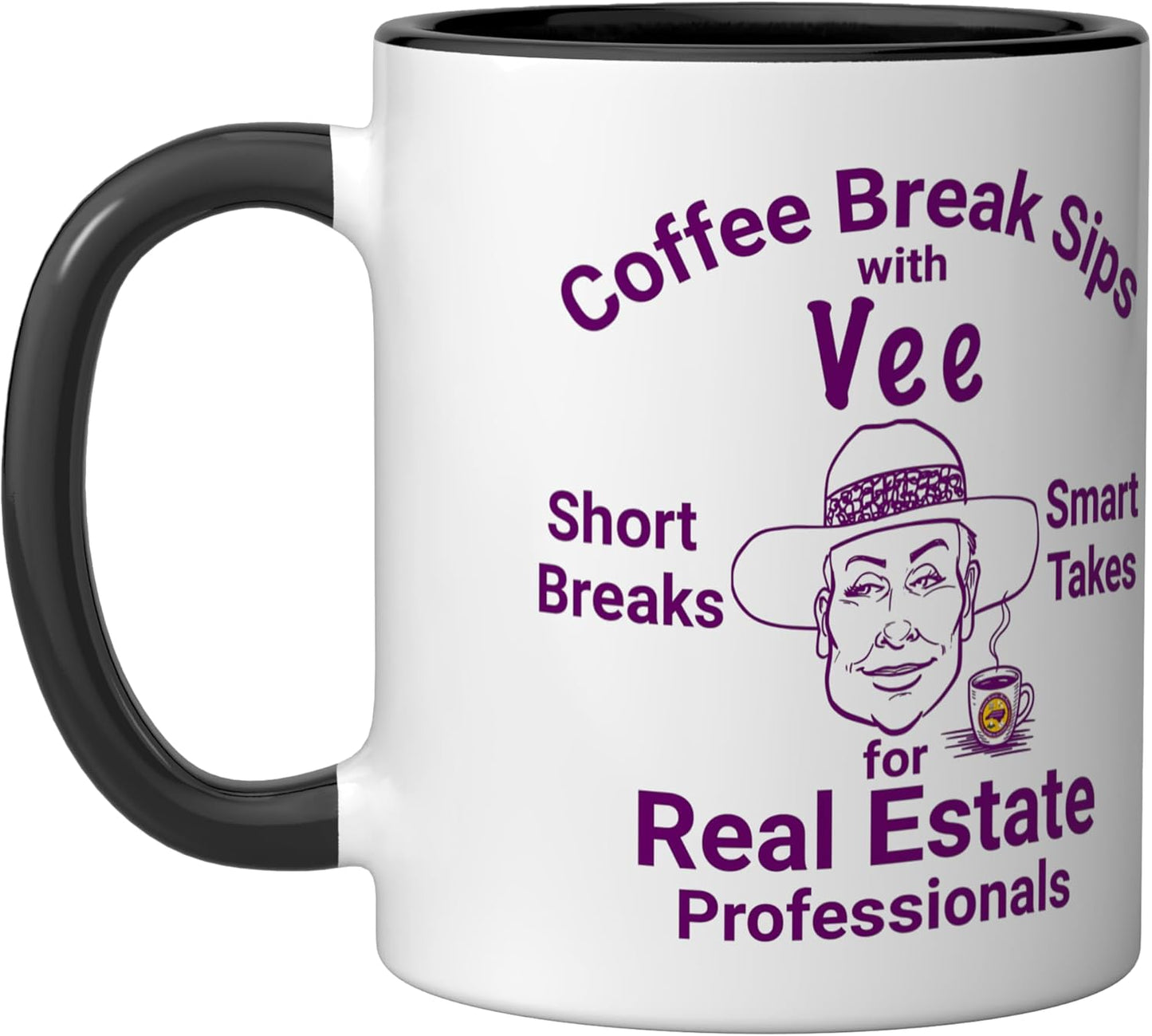 Taza cerámica Sips With Vee negra/blanca