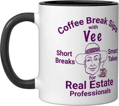 Taza cerámica Sips With Vee negra/blanca