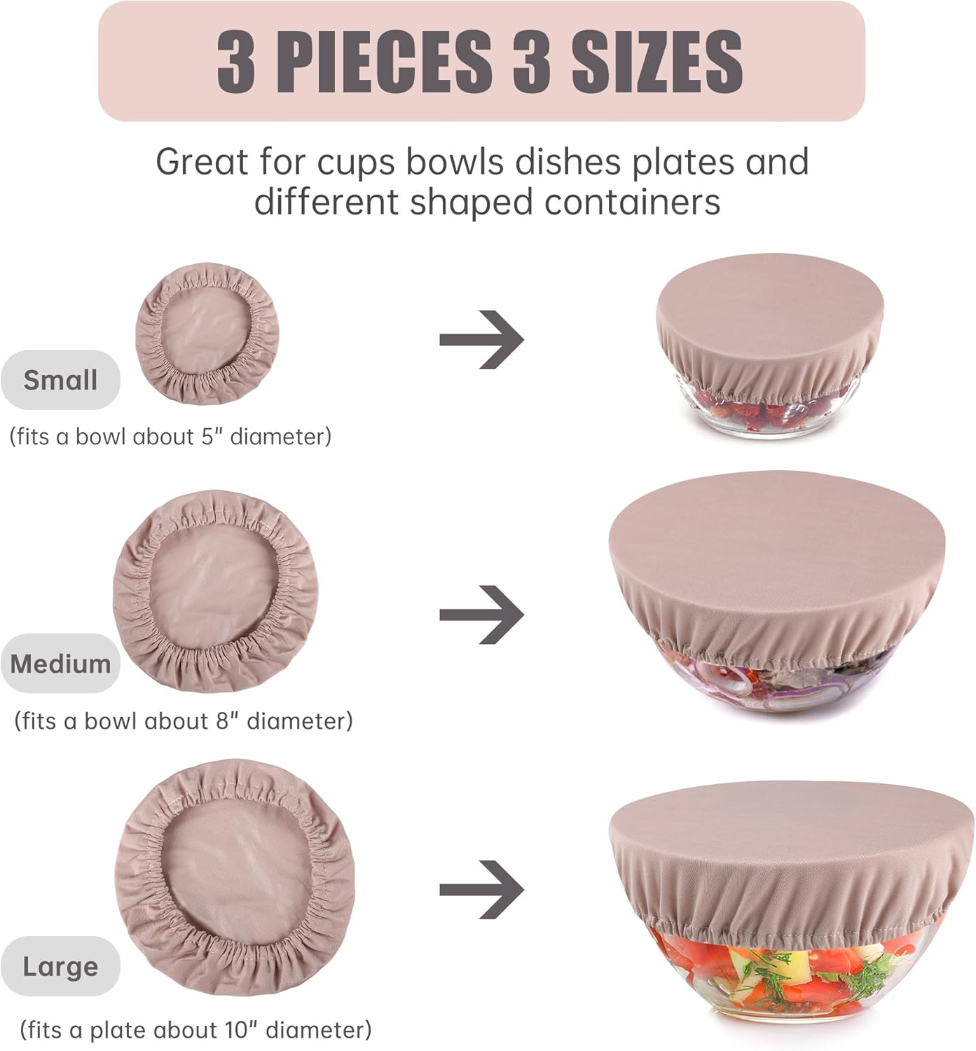Fundas elásticas reutilizables para cuencos masa madre set 3