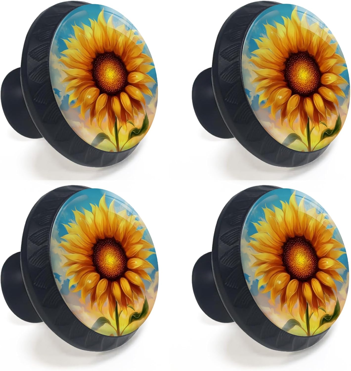 Set 4 Pomos Girasol Vibrantes para Cajones Puertas Gabinete