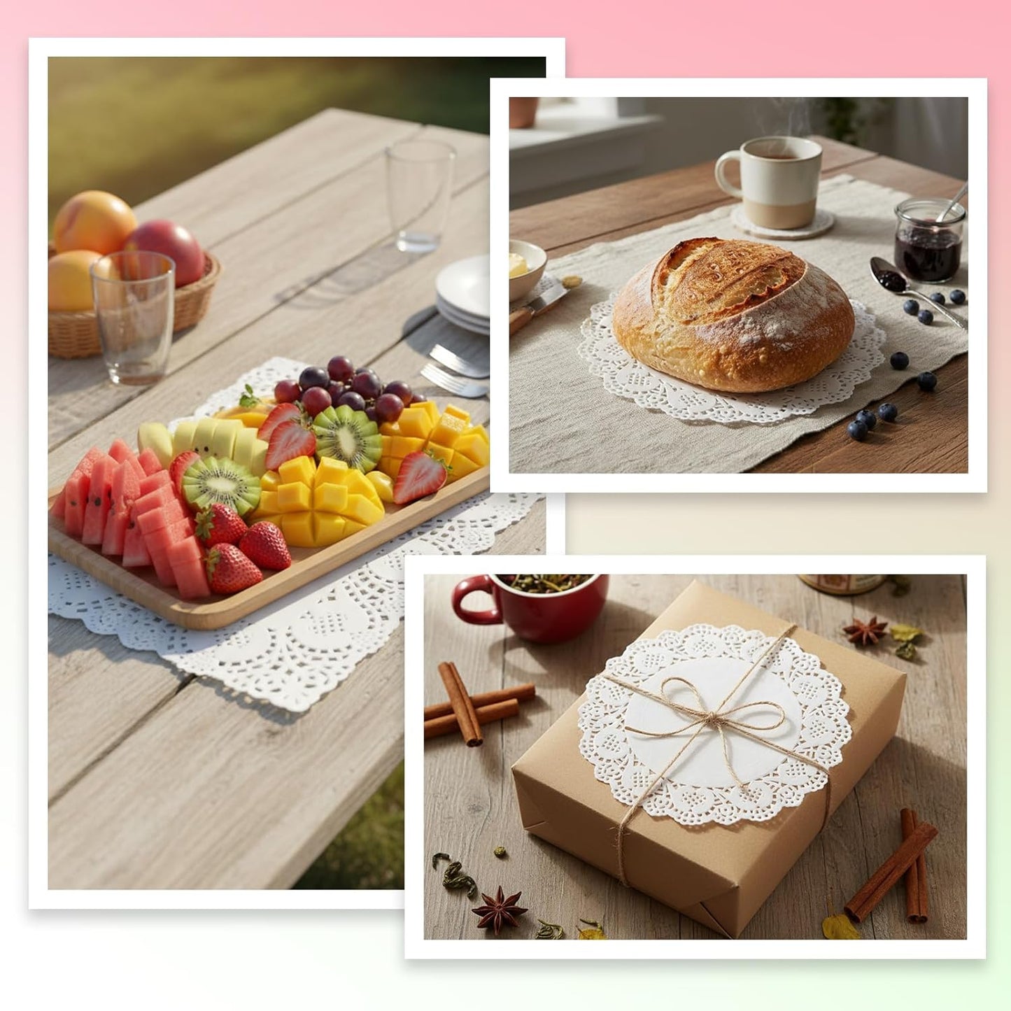 80 Pzas. Doilies de Papel Blanco Talla Variedad para Mesa Postre
