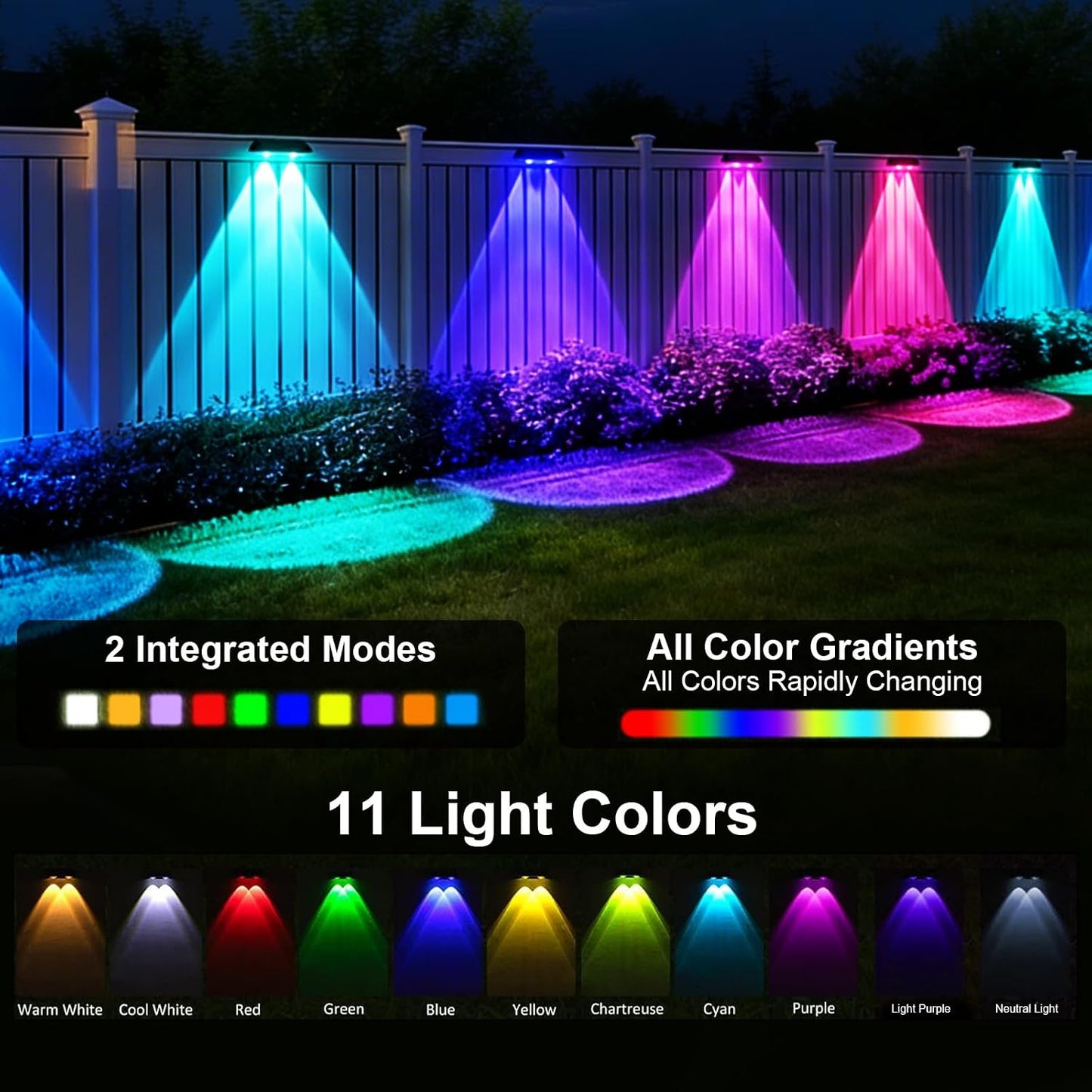 Luz solar para valla exterior 13 modos IP65 jardín