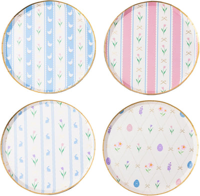 Platos pequeños de papel floral pastel para fiesta de Pascua, paquete de 8