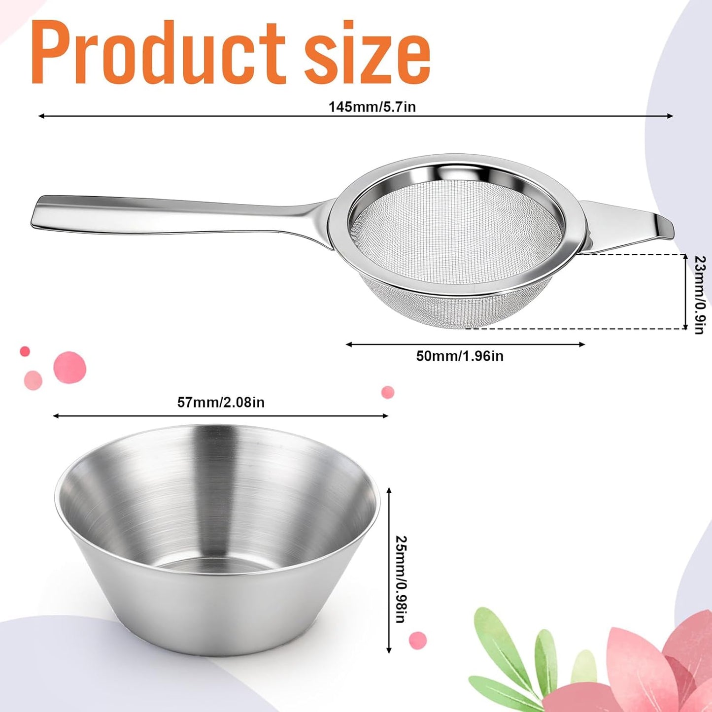 2 Tamices Matcha con Base Acero Inox para Té Café Cóctel