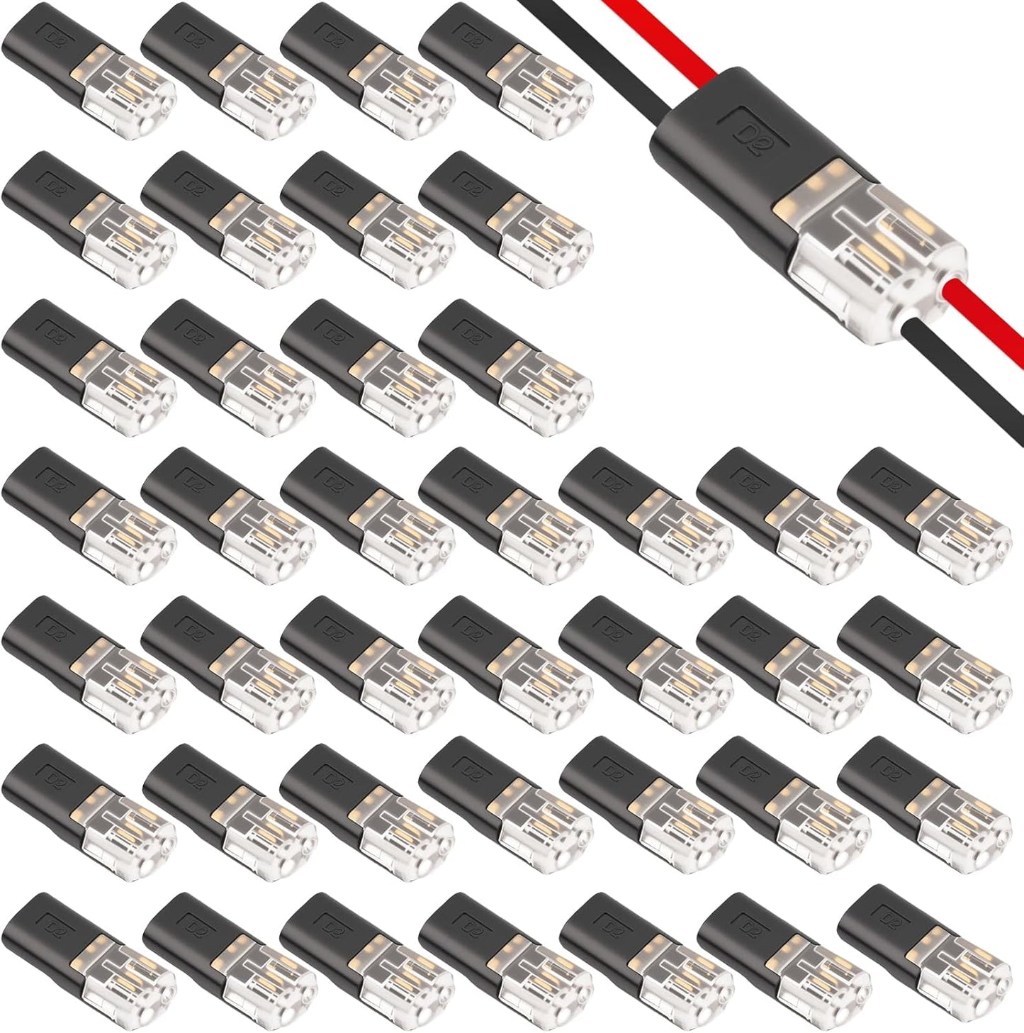 40 Pzas Conector Doble Bajo Voltaje 2 Pines