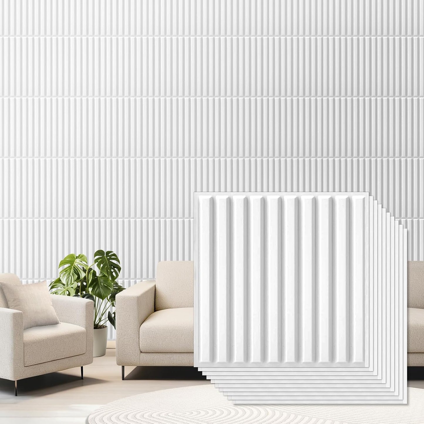 33 Paneles PVC 3D 12x12pulg Texturizados Pintables Arte Pared