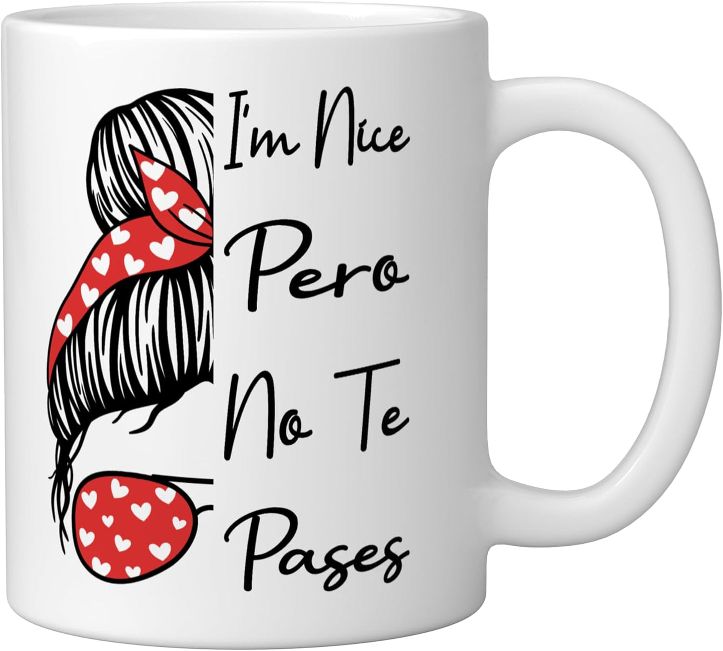 Taza Cerámica Blanco Frase Messy Bun Humorista