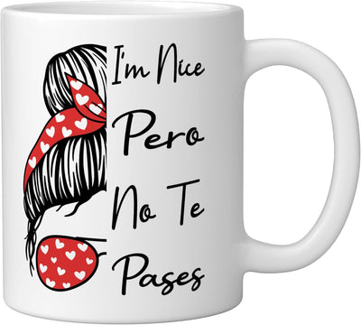 Taza Cerámica Blanco Frase Messy Bun Humorista