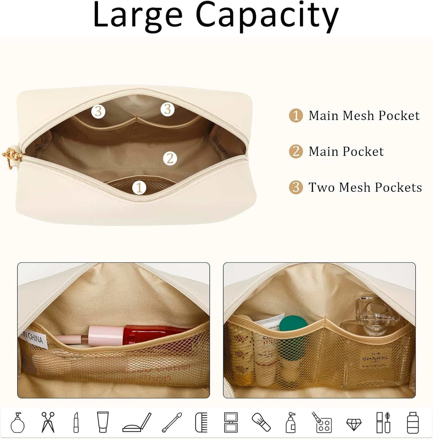 Bolsa maquillaje piel sintética suave regalo personalizado