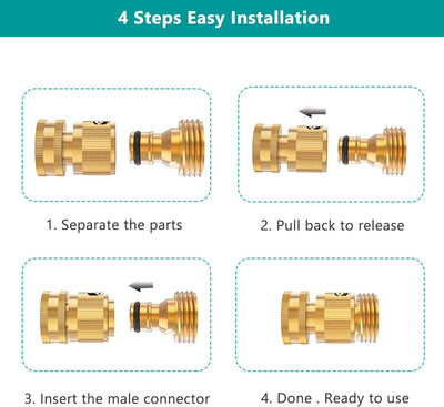 Conector rápido manguera jardín 3/4pulg latón sin fugas 4 pzas