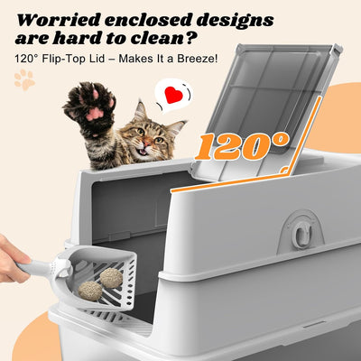 Caja arena acero inox tapa bandeja metal XL gatos grandes sin fugas