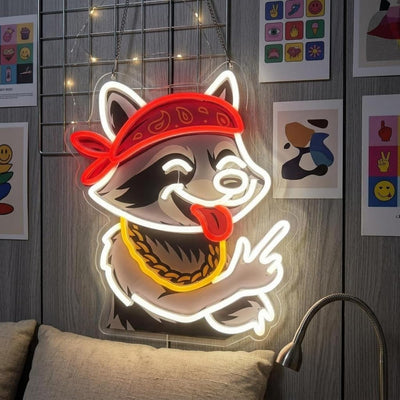 Luz neón mapache LED USB ajustable decoración sala juegos