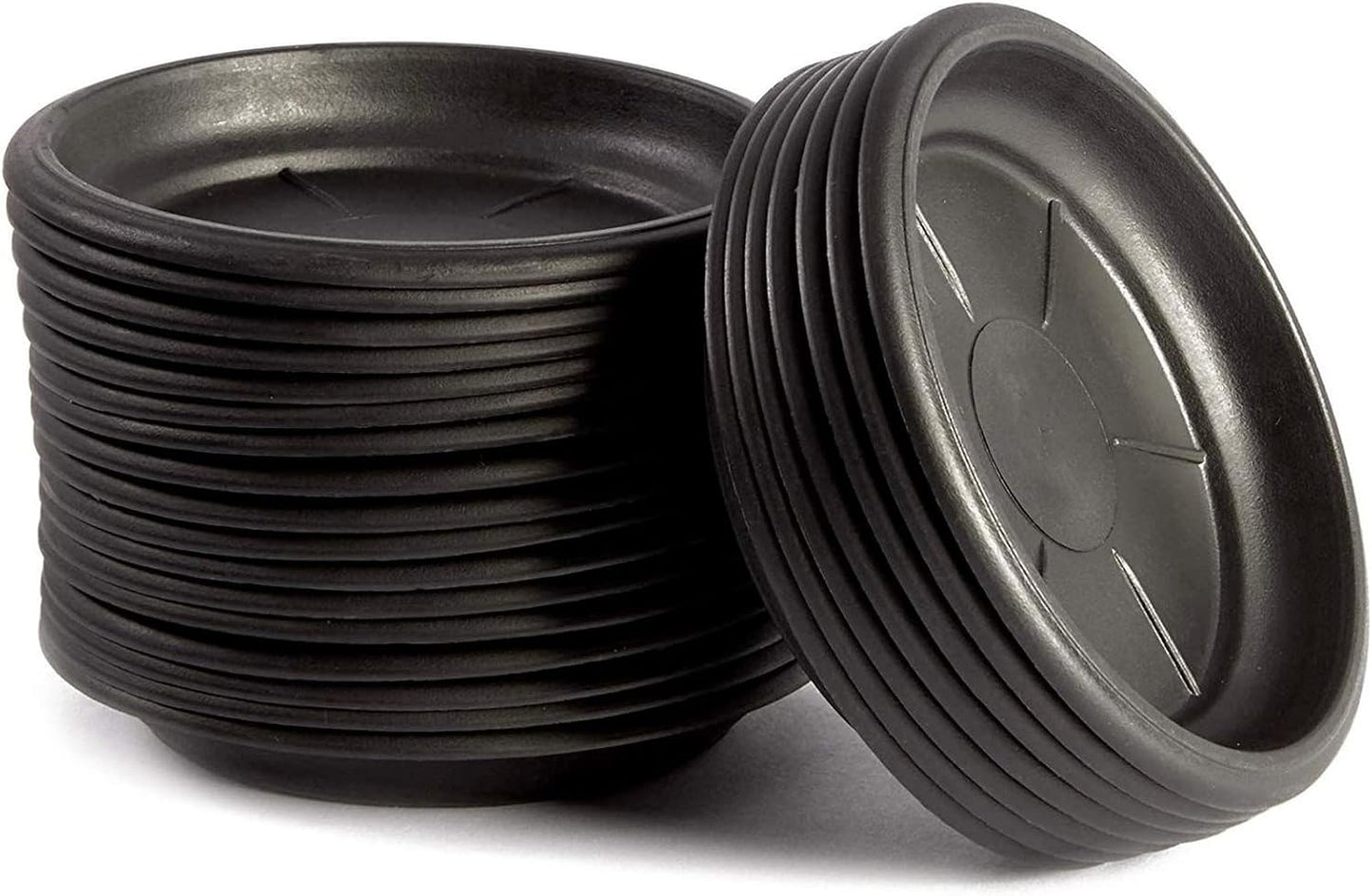 24 Platillos Plástico para Maceta 4pulg Negro