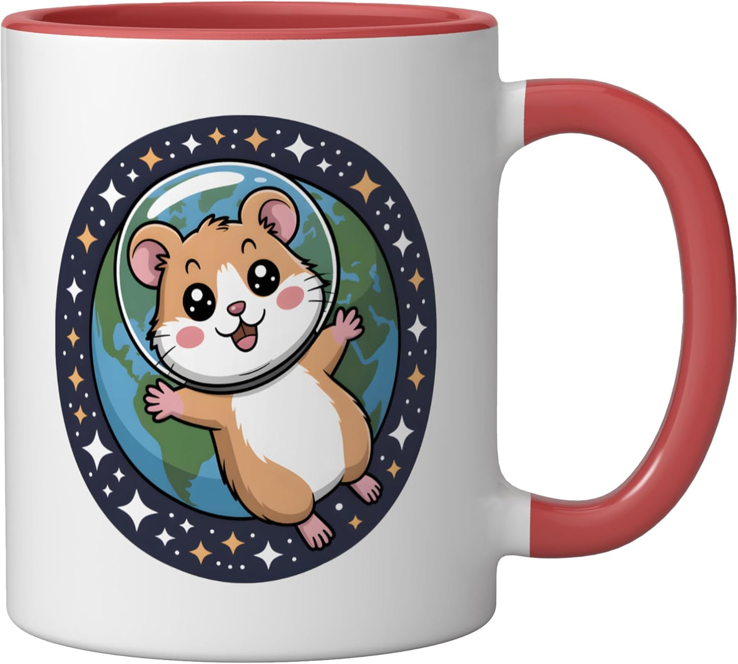 Taza Cerámica Niños Astronautas Espacio Rojo/Blanco