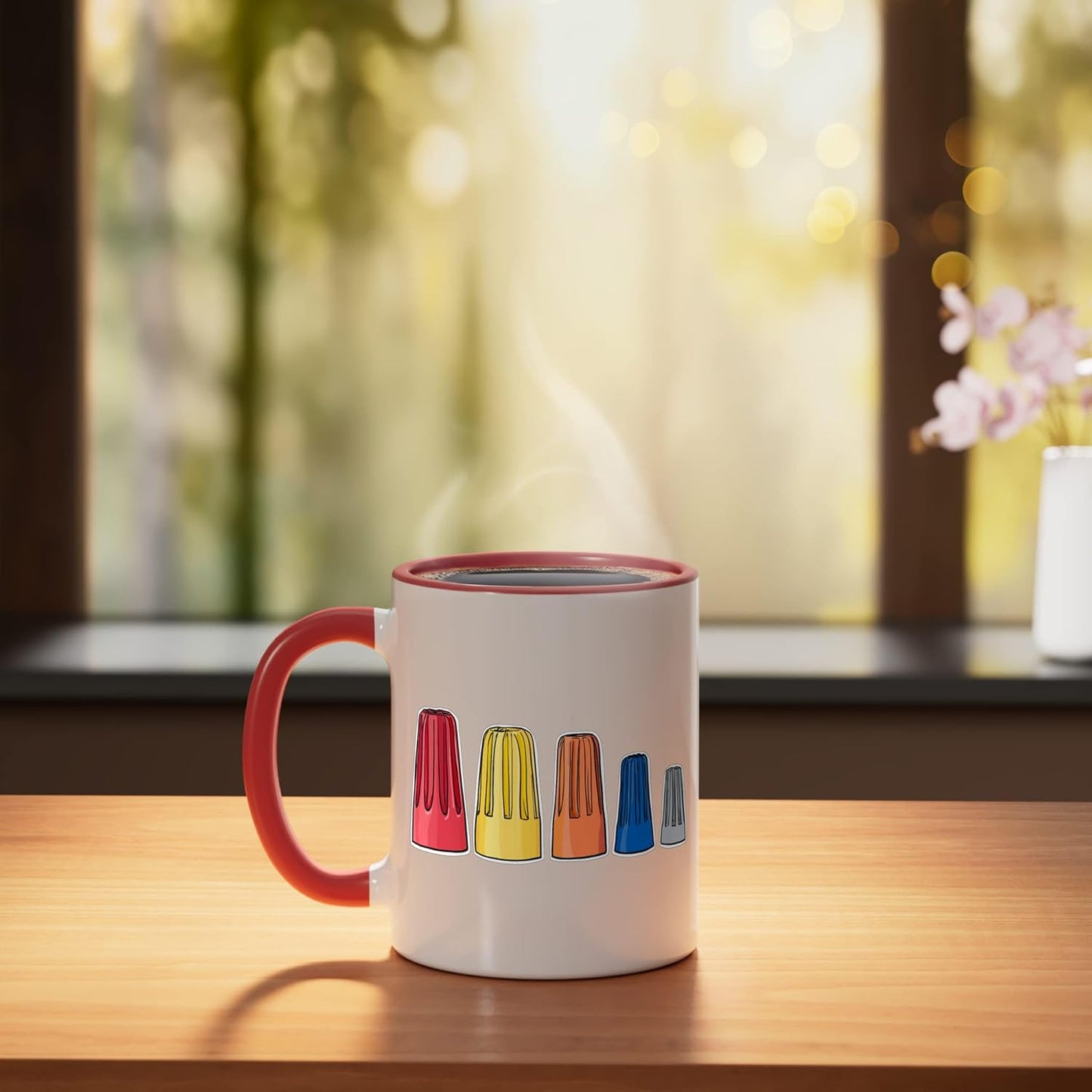 Taza de cerámica para cables eléctricos roja/blanca