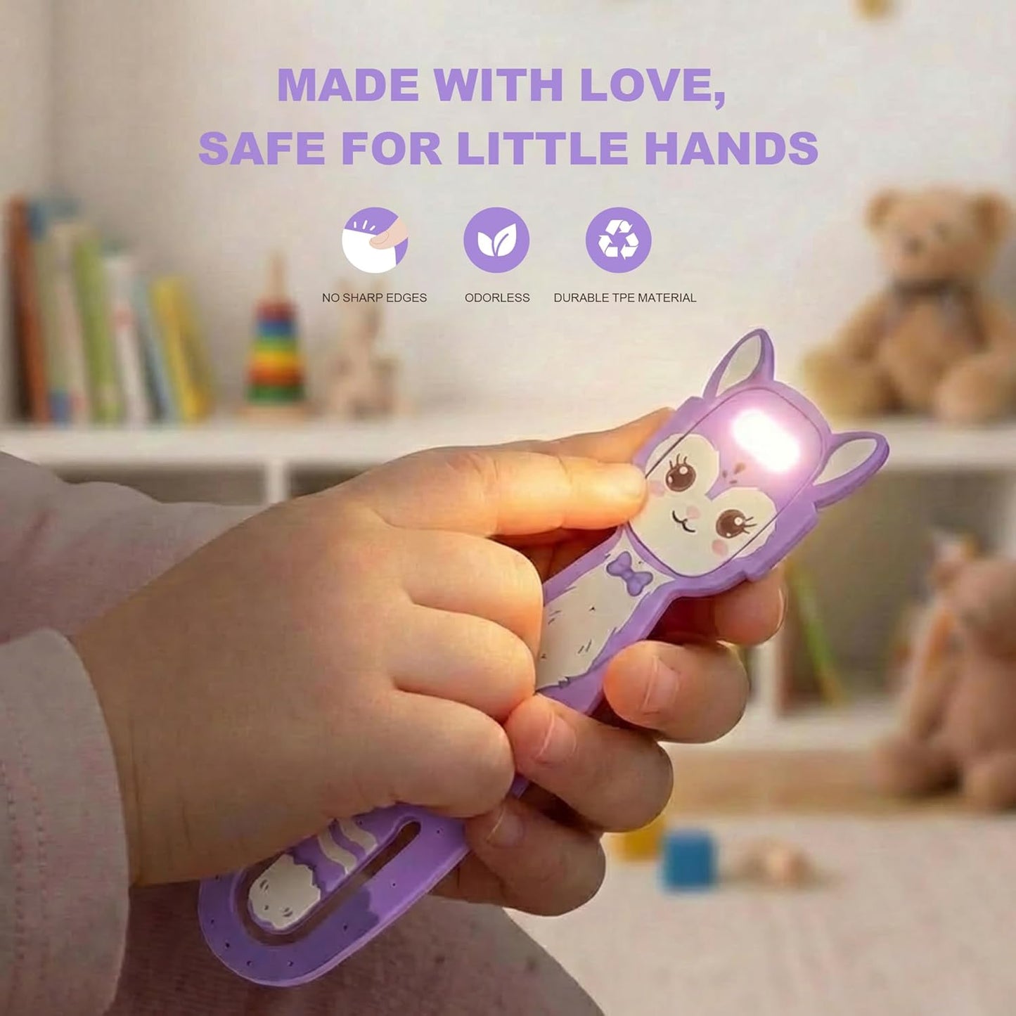 Luz LED portátil para niños leer en cama morado