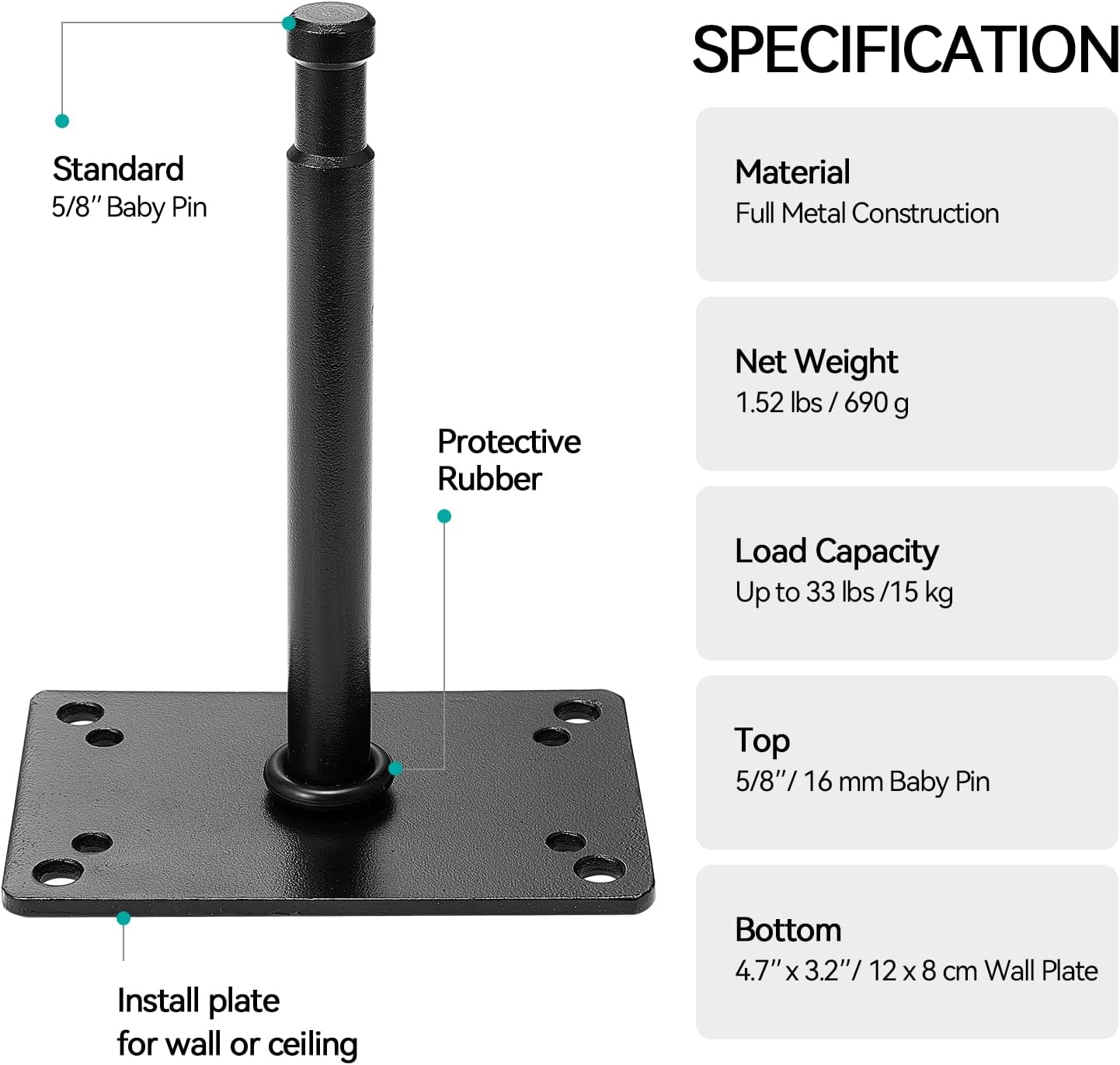 Soporte techo placa pared 6pulg pin bebé para luces estudio