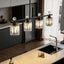 Lámpara comedor luces colgantes cristal 4 luces negro