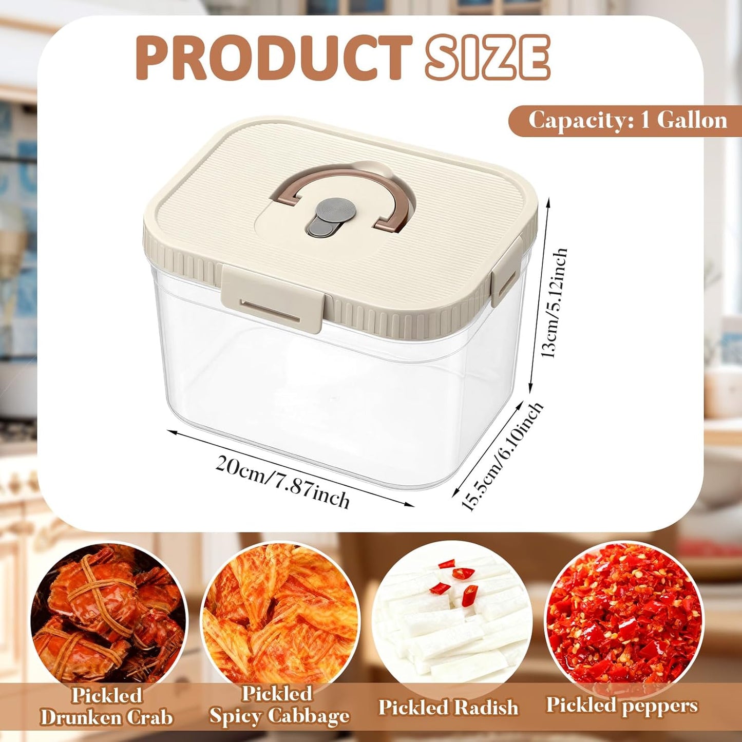Paquete de 2 recipientes de fermentación Kimchi de 1 galón con tapas herméticas