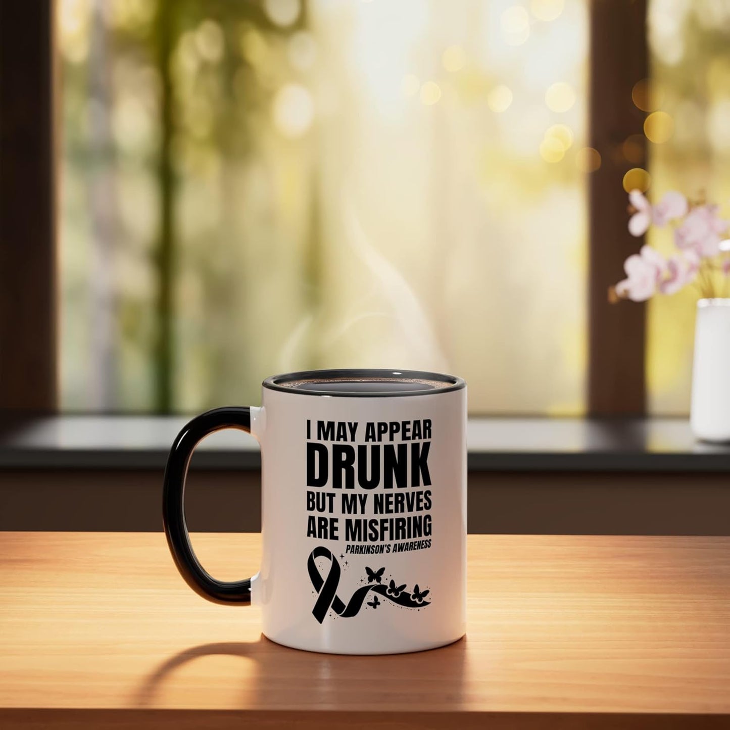Taza cerámica para enfermedad de Parkinson Funny Parkinson Warrior Negro/Blanco